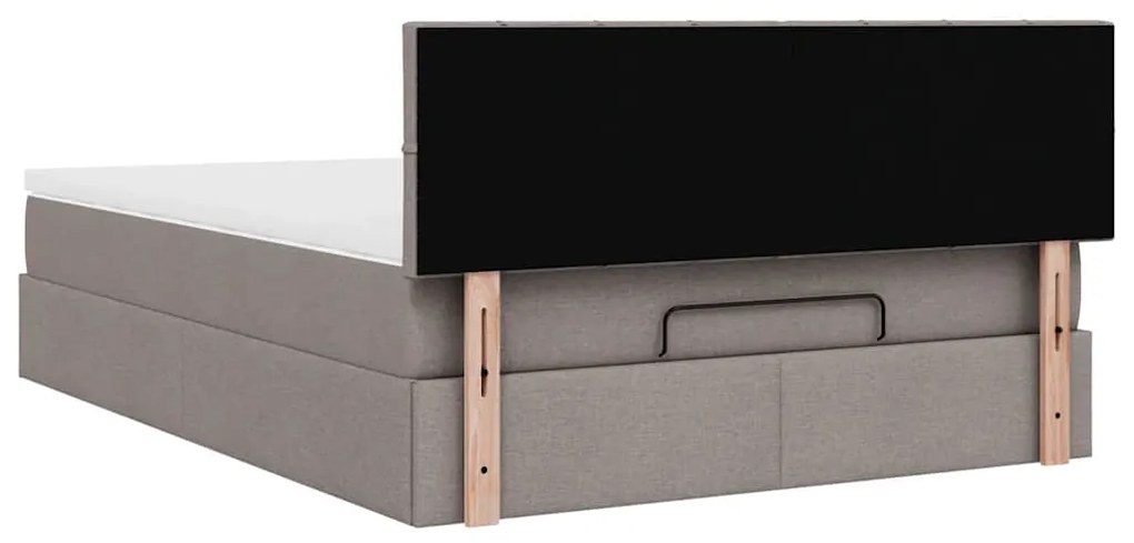 Cama otomana com colchão 140x200 cm tecido cinza