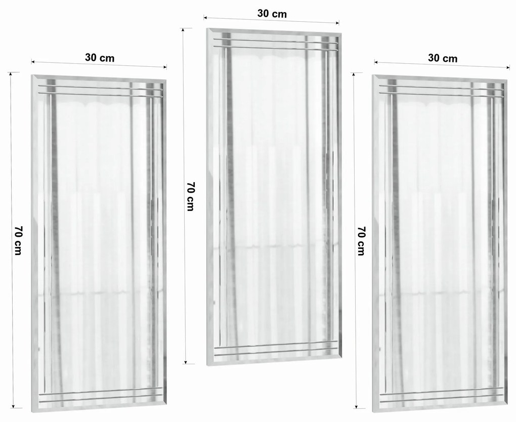Conjunto de Espelhos Decorativos Mini Buhem – Transparente – 30x70x2,2