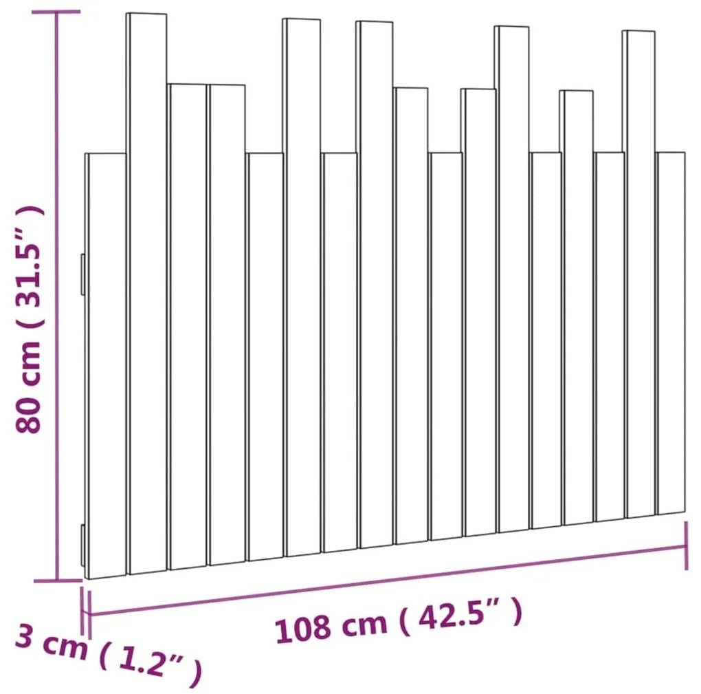 Cabeceira de parede 108x3x80 cm madeira de pinho maciça