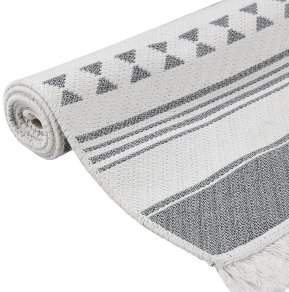 Tapete 160x230 cm algodão cinzento e branco