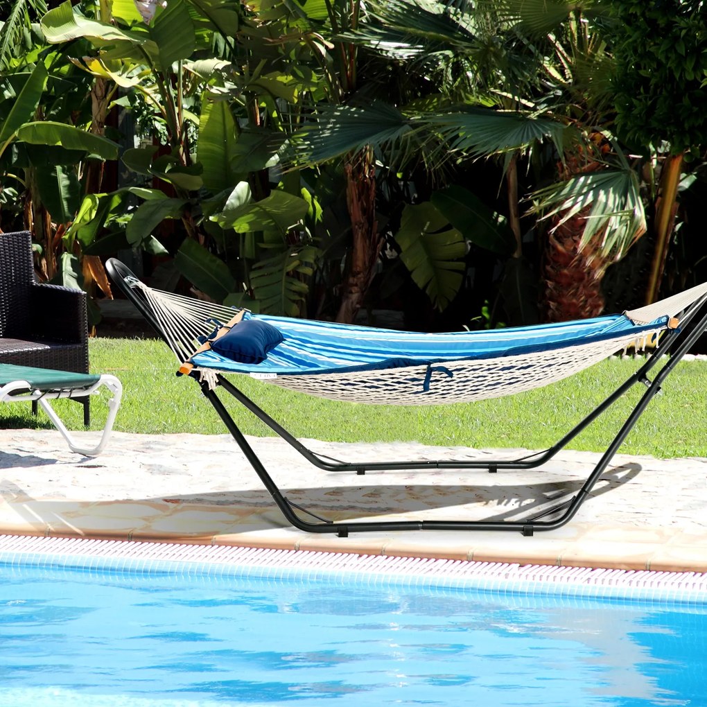 Suporte de rede com 2 Correntes e 2 ganchos em S Ideal com Barras Extensíveis 280 x 90 x 115 cm Preto