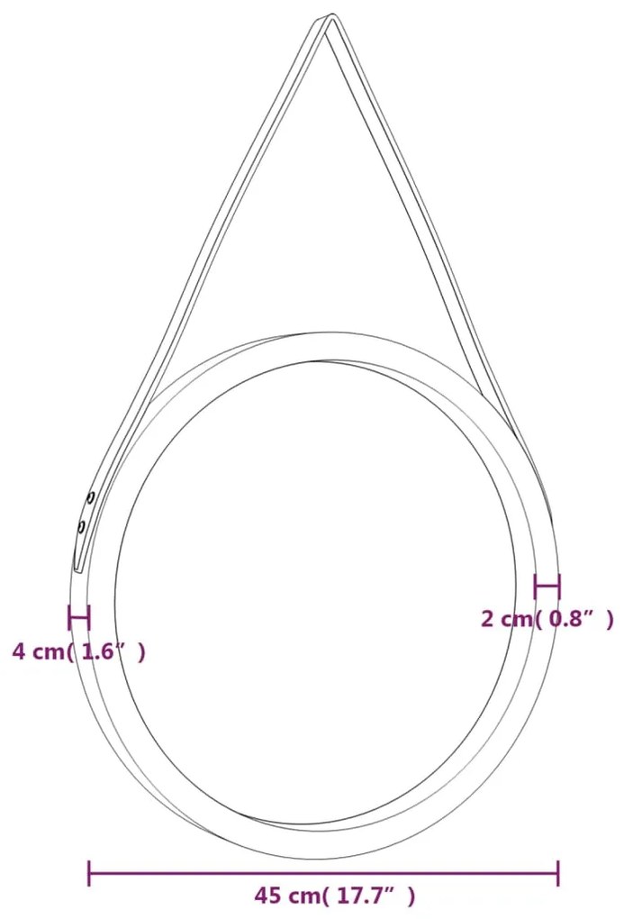 Espelho de parede com alça Ø 45 cm prateado