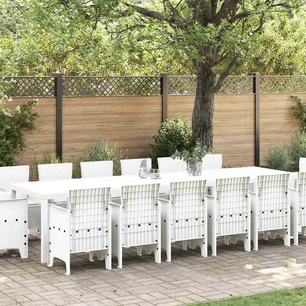 Conjunto de Jantar de Jardim 15 pcs Branco Largo