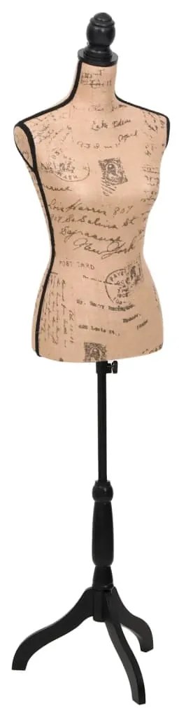 vidaXL Busto manequim de senhora juta castanho e preto