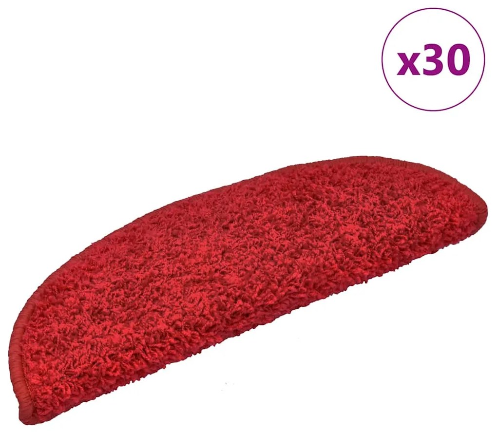 Tapetes de escadas 30 pcs 65x21x4 cm vermelho