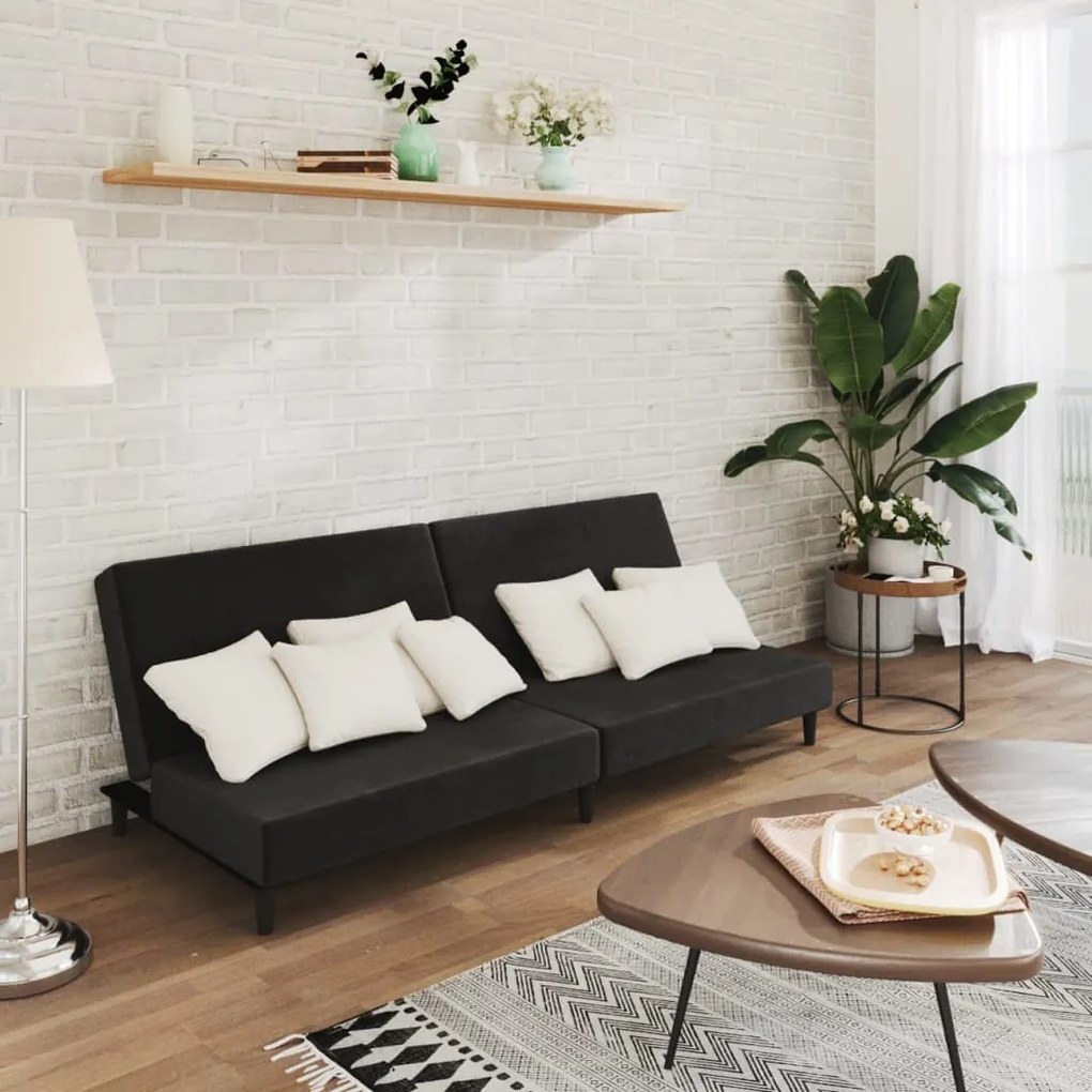 337305 vidaXL Sofá-cama de 2 lugares veludo preto