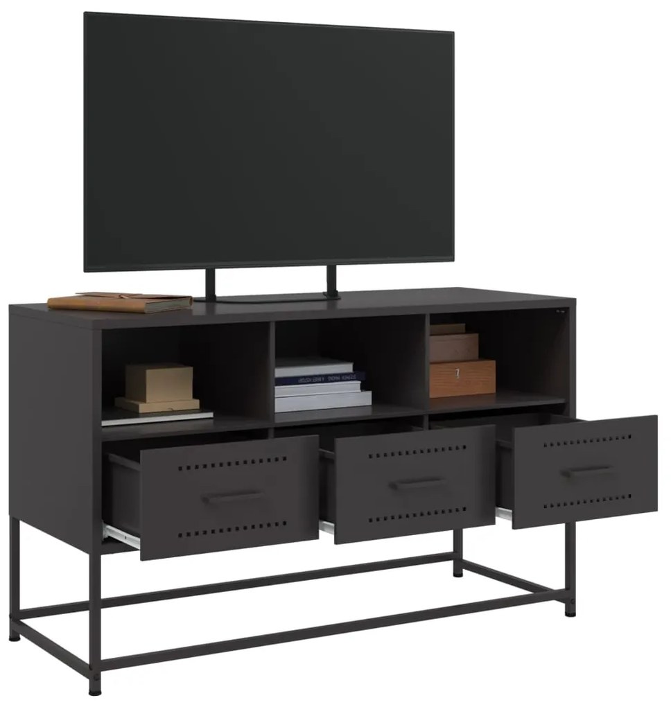 Móvel de TV 100,5x39x60,5 cm aço preto