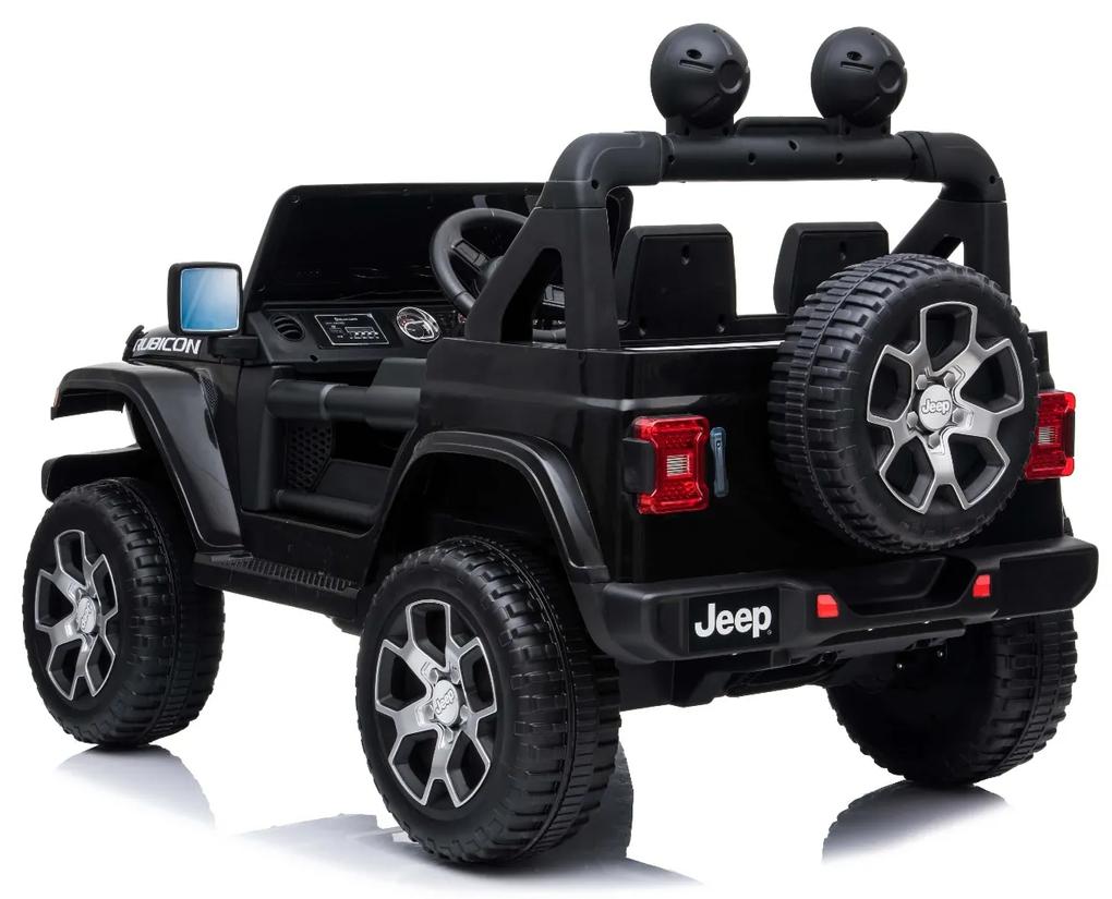 Carro elétrico para Crianças JEEP Wrangler, assento duplo em couro sintético, rádio com Bluetooth e entrada USB, unidade 4x4, bateria 12V10Ah, rodas E