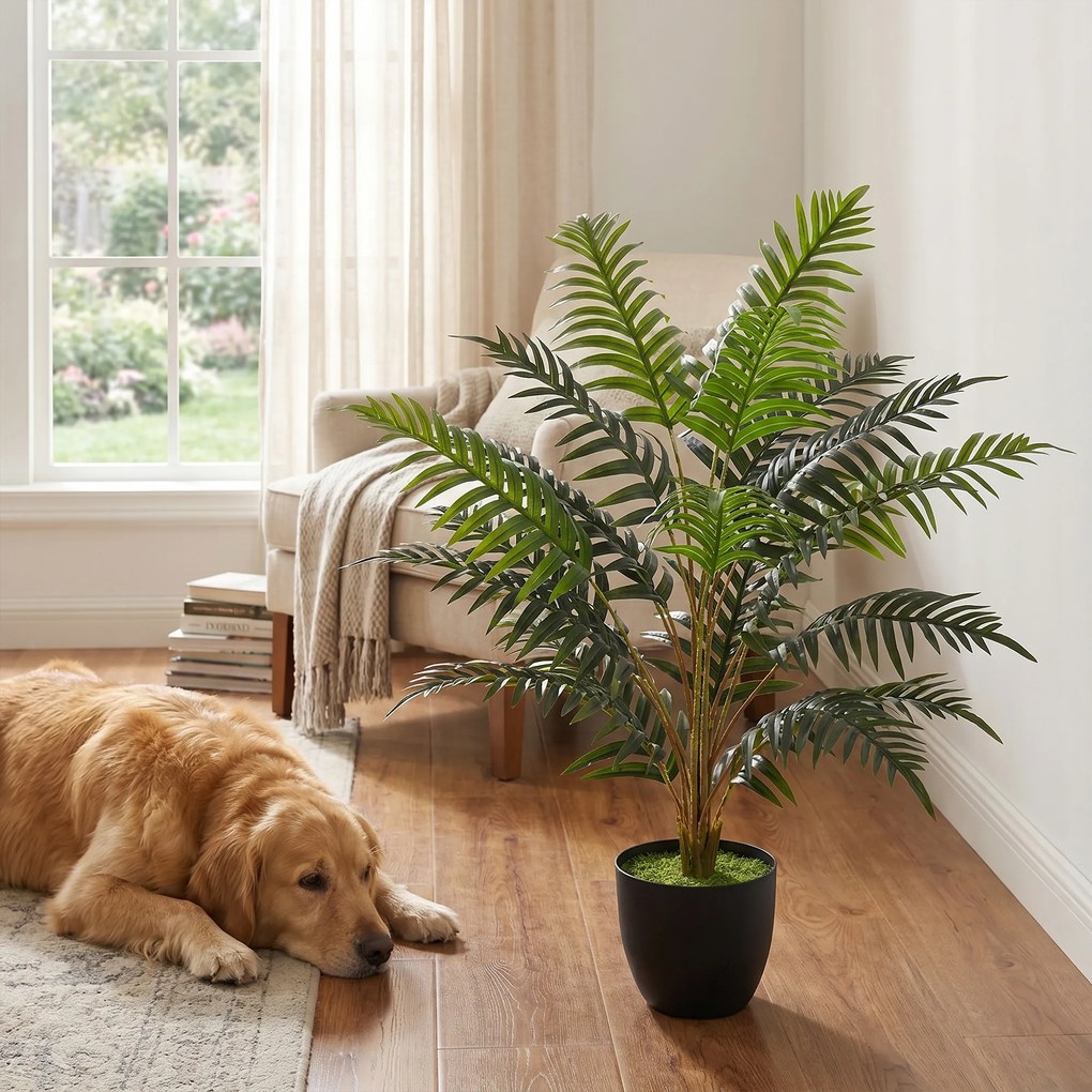 Planta artificial de interior de 90 cm, feto em vaso com ramos flexíveis, para interior e exterior
