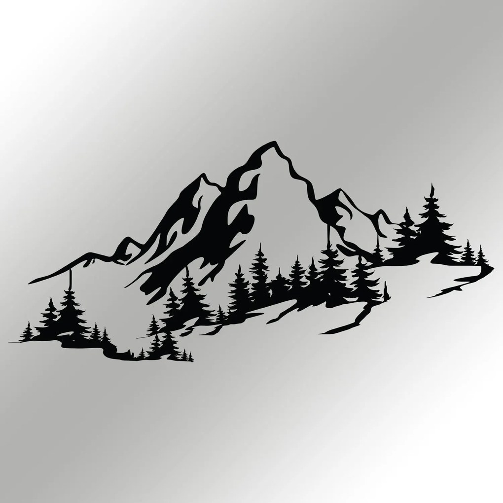 Acessório Decorativo de Parede em Metal Mountain – Preto – 67 x 30 cm