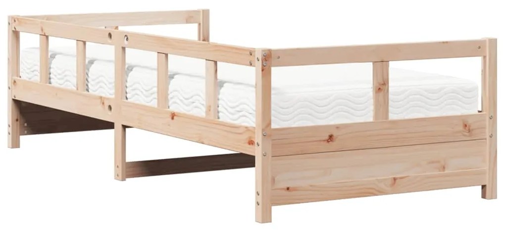 Sofá-cama com colchão 80x200 cm madeira de pinho maciça