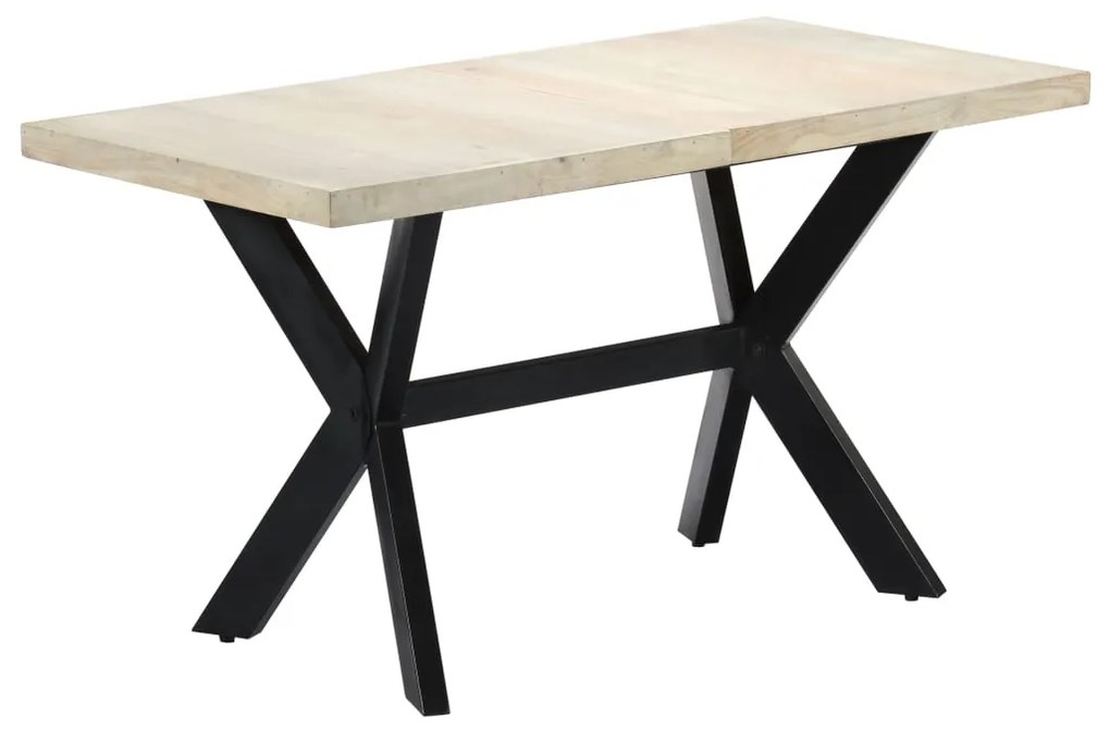 vidaXL Mesa de jantar 140x70x75cm madeira mangueira maciça branqueada