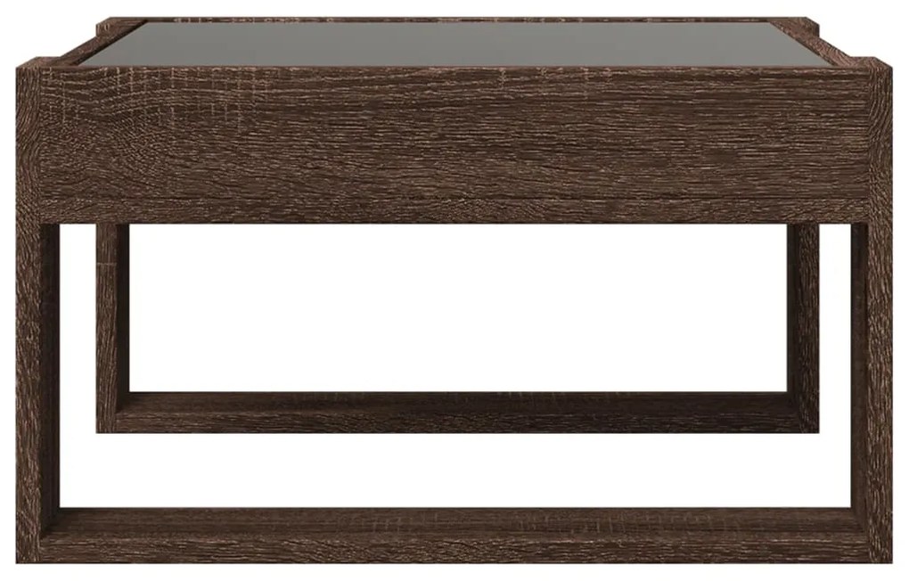 Mesa centro luzes LED Infinity 50x53x30 cm carvalho castanho