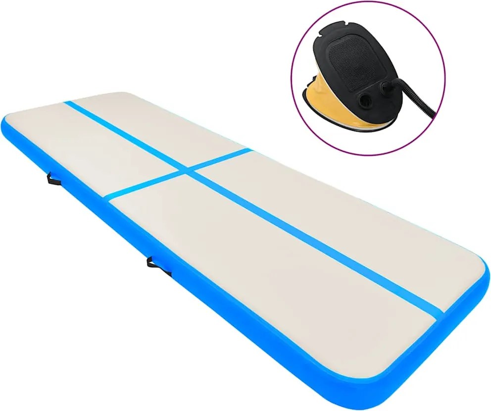 vidaXL Colchão de ginástica insuflável c/ bomba 400x100x15 cm PVC azul