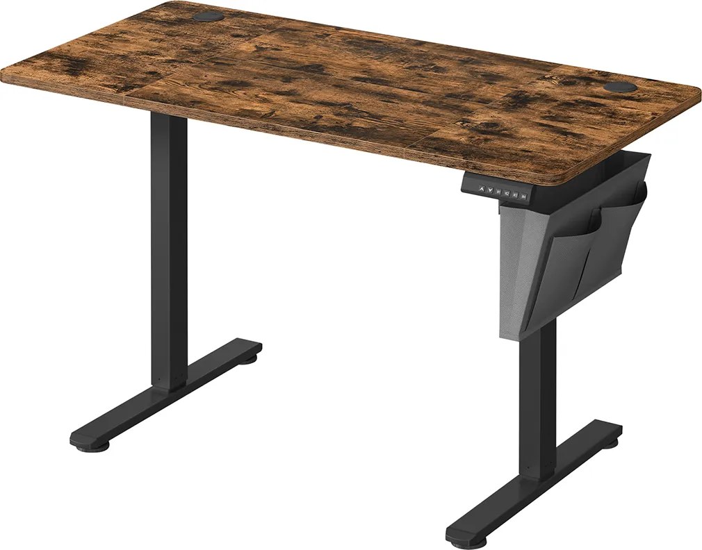 Secretária elétrica com altura ajustável 60 x 120 x (72-120) cm Castanho vintage-Preto