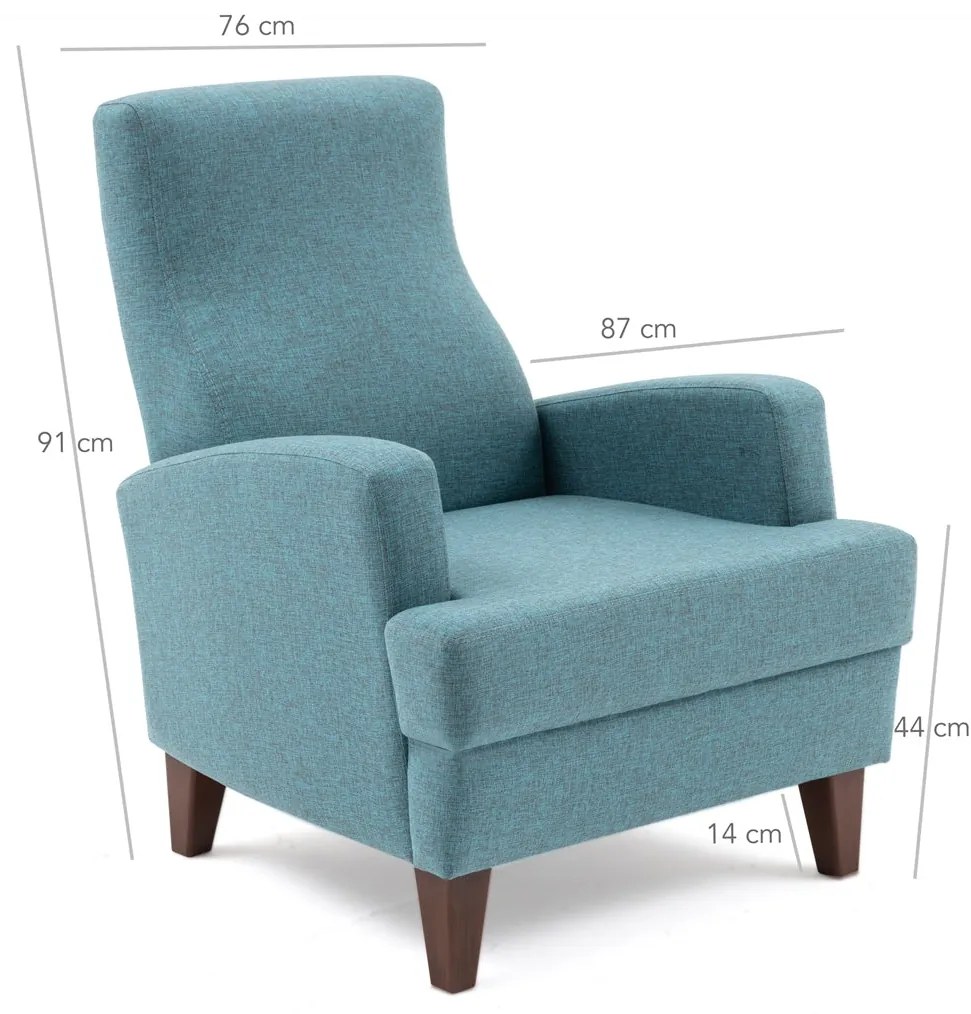 Cadeira Wing Kana – Turquesa – 76x91x87 cm