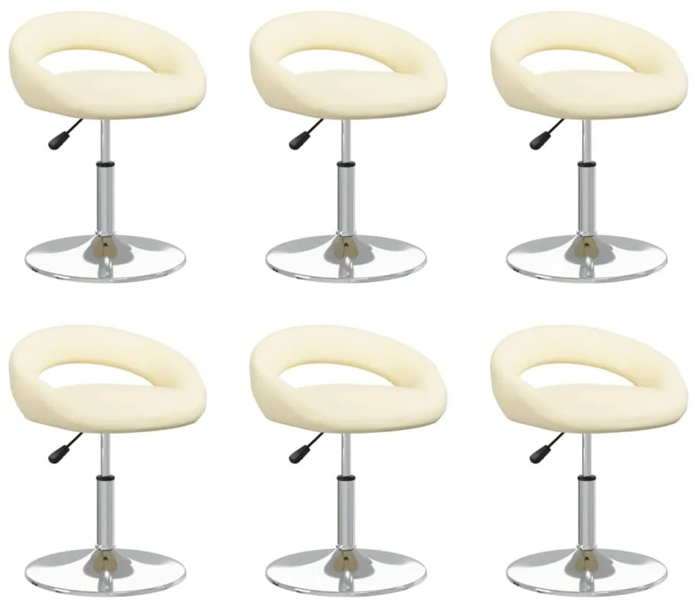 vidaXL Cadeiras de jantar giratórias 6 pcs couro artificial cor creme