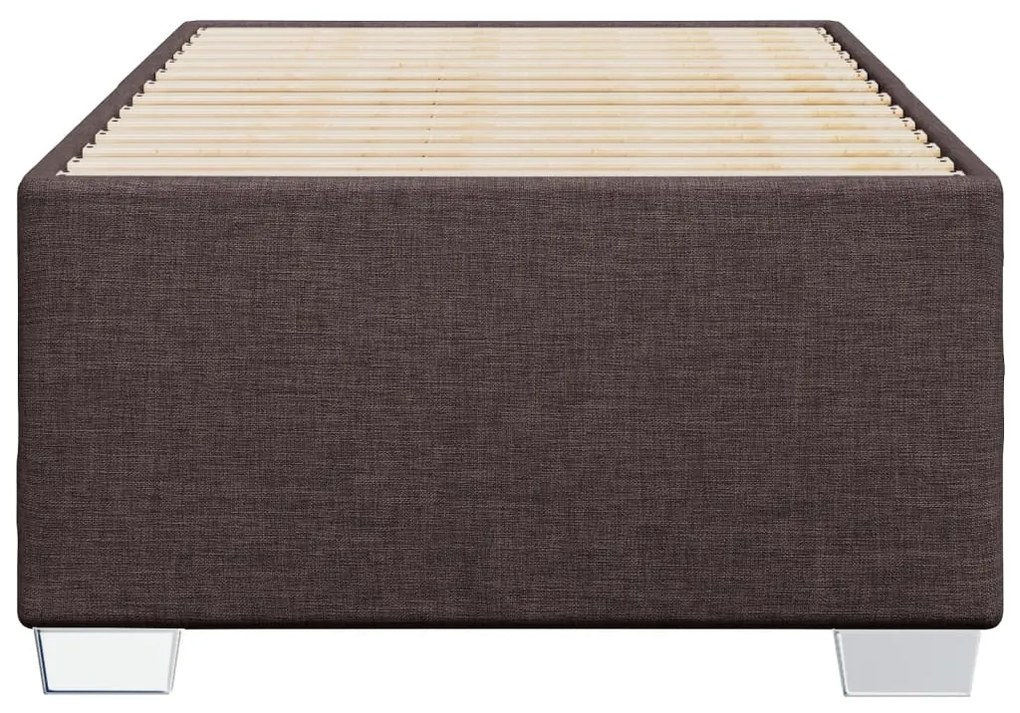 Estrutura de cama sem colchão 90x190 cm tecido castanho-escuro