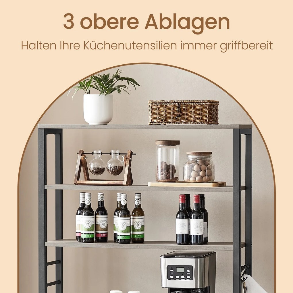 Armário de cozinha com estante para micro-ondas 40 x 80 x 167 cm Greige-Preto