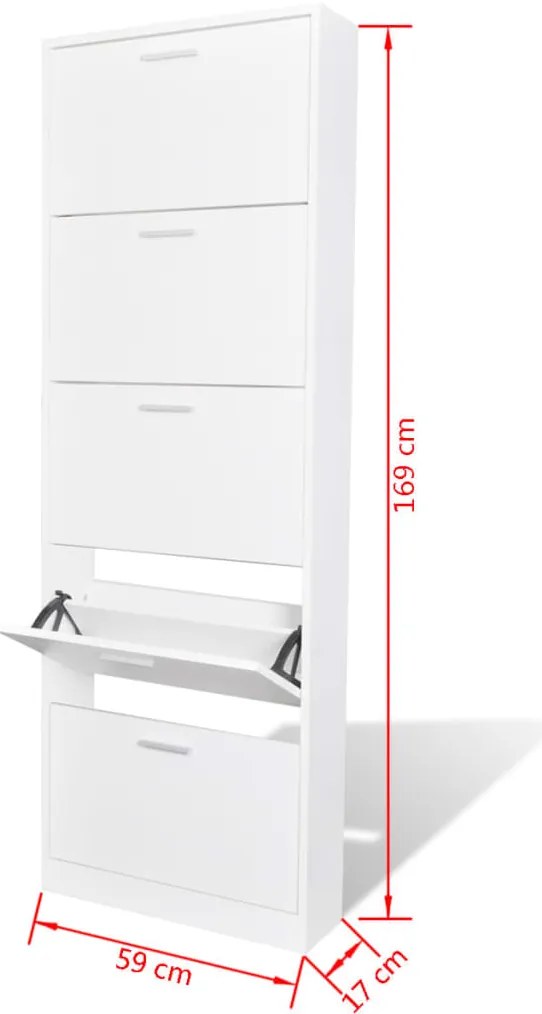 Sapateira com 5 compartimentos em madeira branco