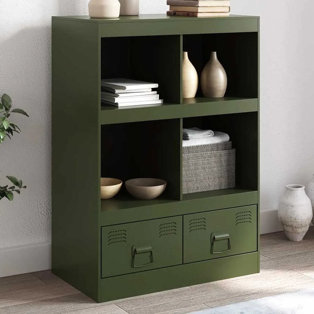 Aparador alto 67x39x95 cm aço verde azeitona