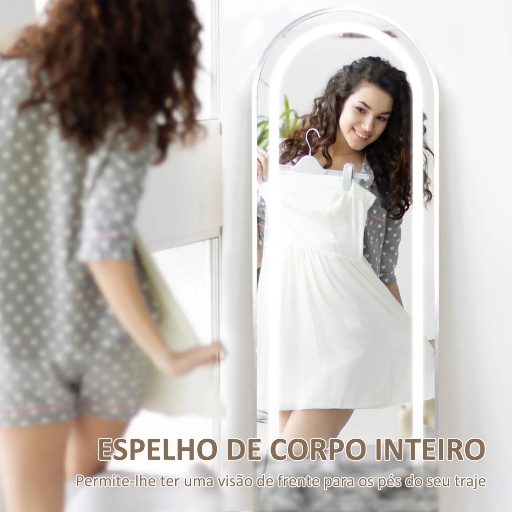 Espelho de Pé com Luzes LED 40x150 cm Espelho de Corpo Inteiro com Est