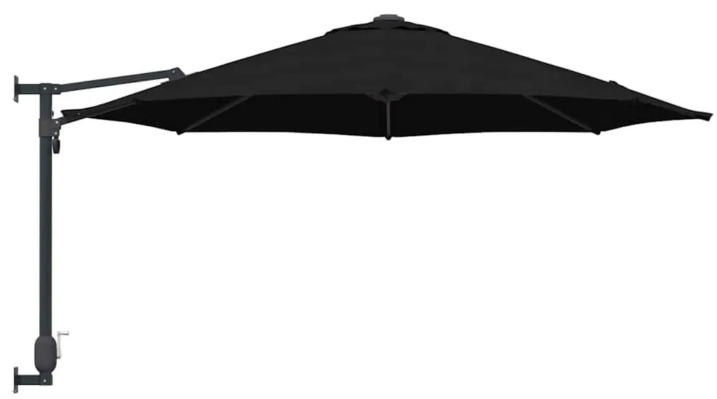 Parasol de Jardim Montado na Parede Preto 250 cm