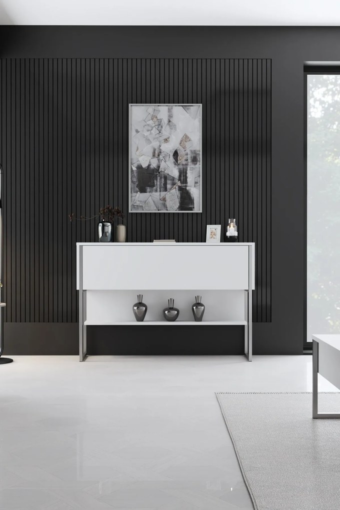 Cômoda Luxe – Prata e Branco – 120 x 80 x 30 cm