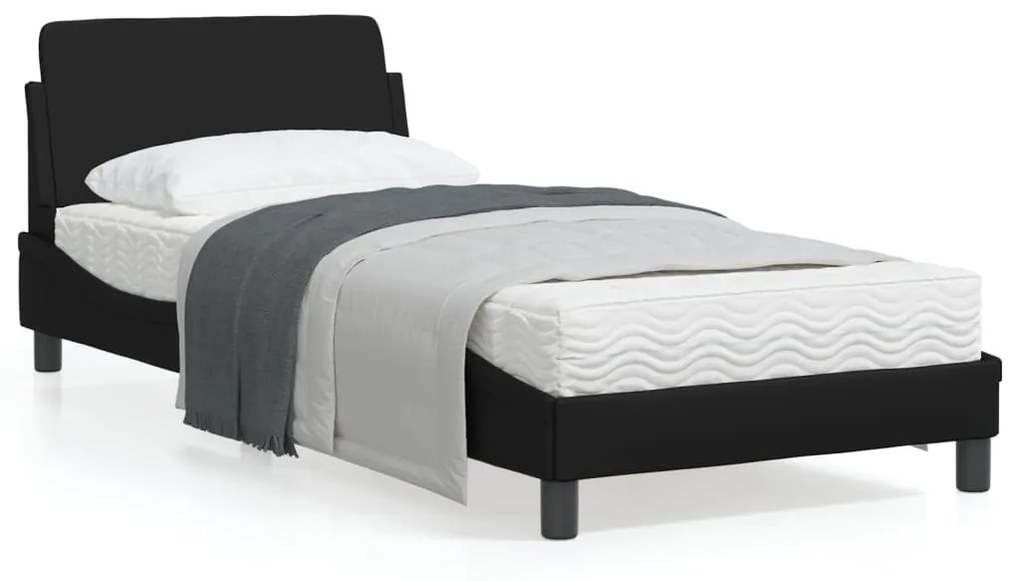 373098 vidaXL Estrutura de cama c/ cabeceira 90x190 cm couro artificial preto