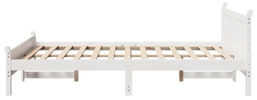 Cama sem colchão 140x190 cm madeira de pinho maciça branco