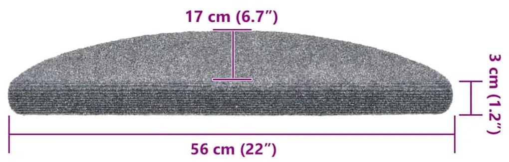 Tapetes de escada adesivos 30 pcs 56x17x3 cm cinzento-claro