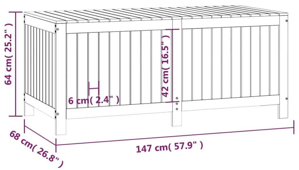 Caixa de arrumação jardim 147x68x64 cm pinho maciço