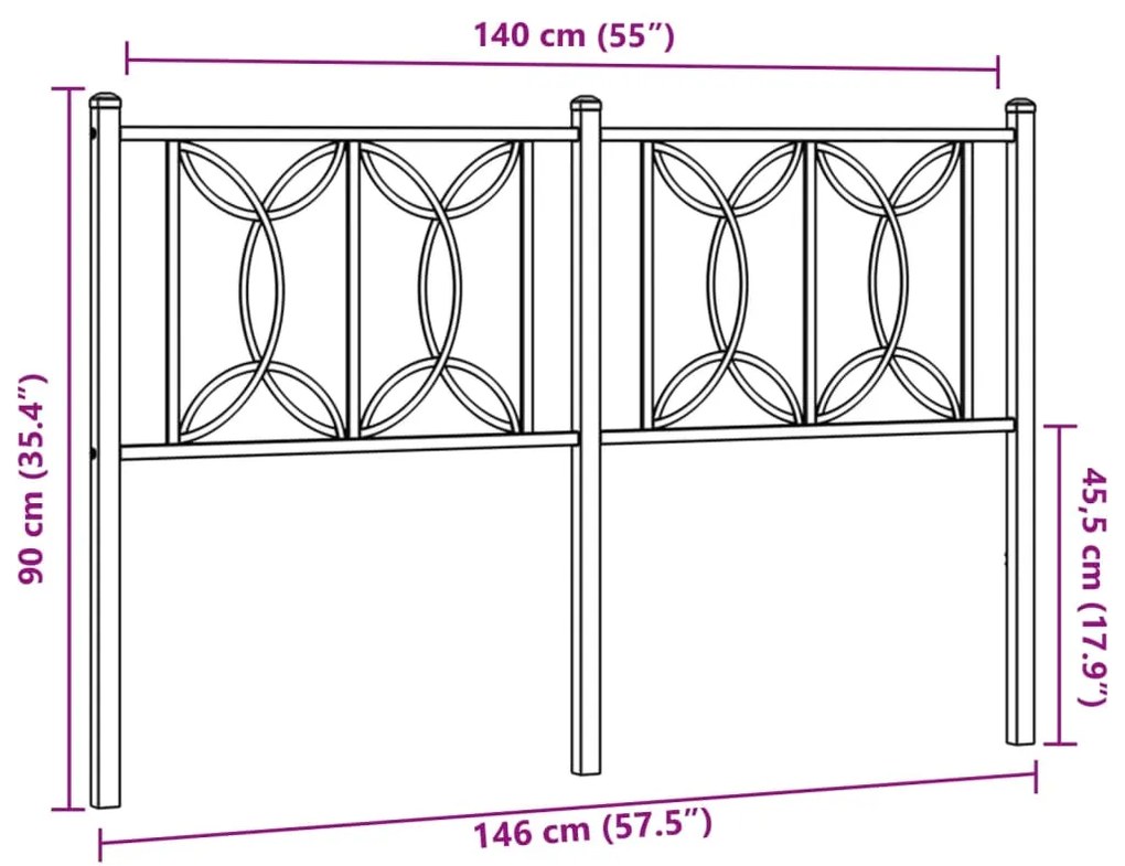 Cabeceira de cama 140 cm metal preto