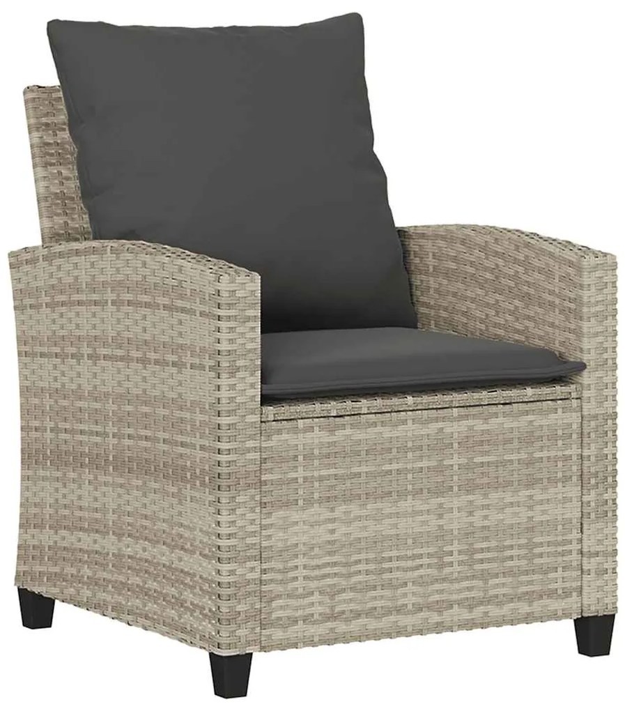4 pcs conj. sofás jardim c/ almofadões vime PE cinzento-claro