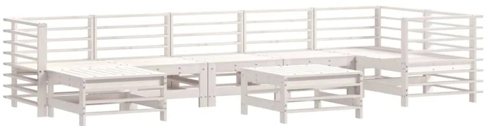 8pcs conjunto lounge jardim c/ almofadões madeira maciça branco