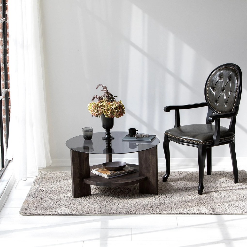 Mesa de Centro Mahal – Antracite/Dark Brown – 75x40x75 cm