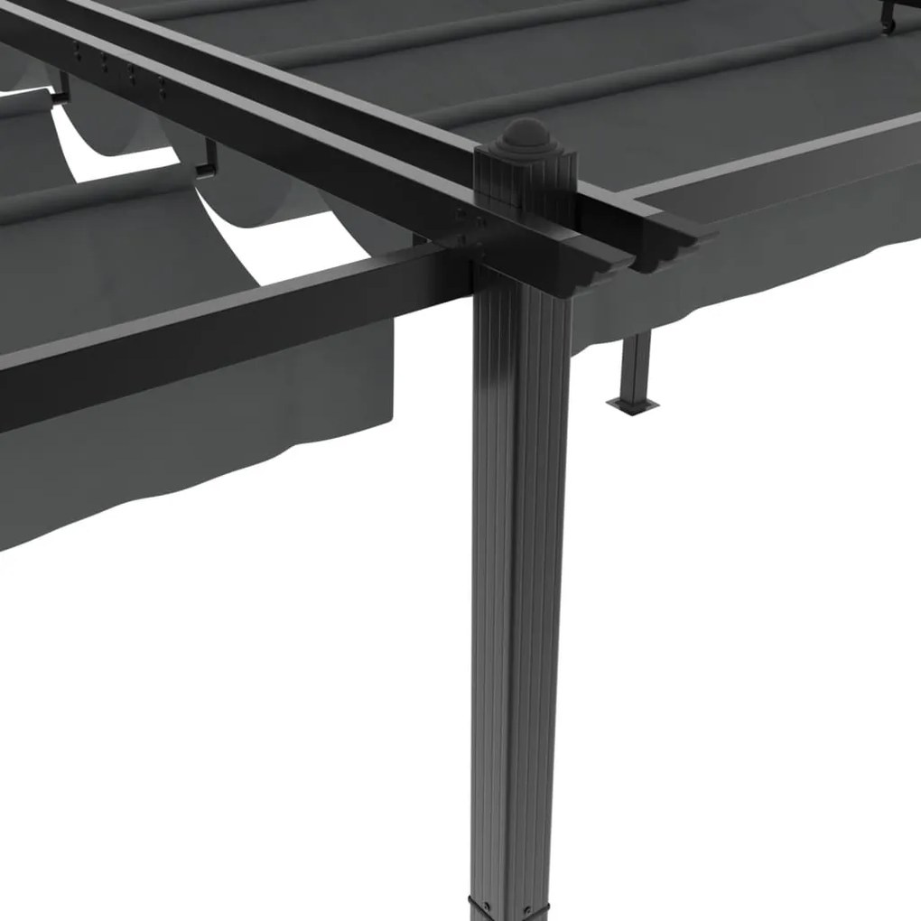 Gazebo de jardim com teto retrátil 3x6 m alumínio antracite