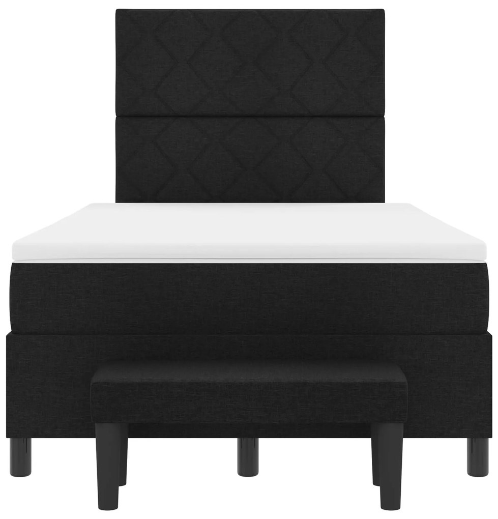 Cama Box com colchão e banco preto 120x200 cm tecido