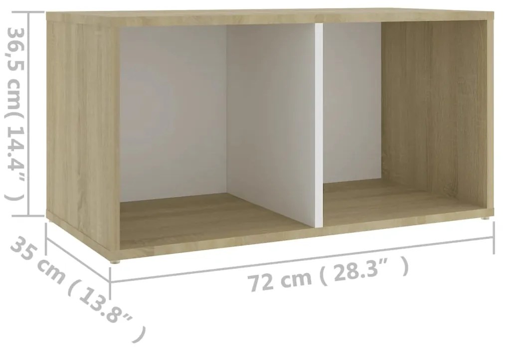 Móvel de TV 72x35x36,5cm contraplacado branco e carvalho sonoma