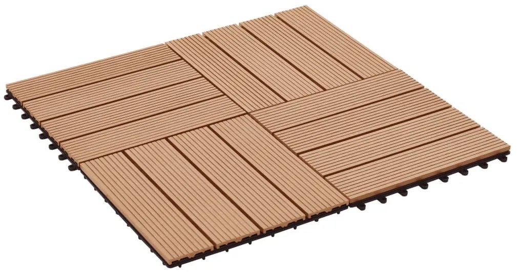 Ladrilhos de pavimento 11 pcs WPC 30x30 cm 1m² cor de teca
