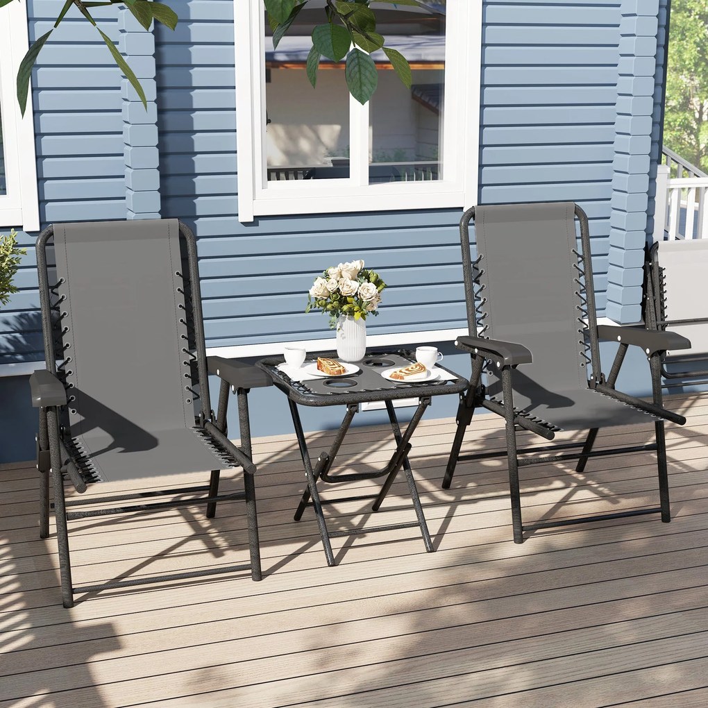 Conjunto De Mesa E Cadeiras De Jardim Móveis De Exterior Dobrável – Li