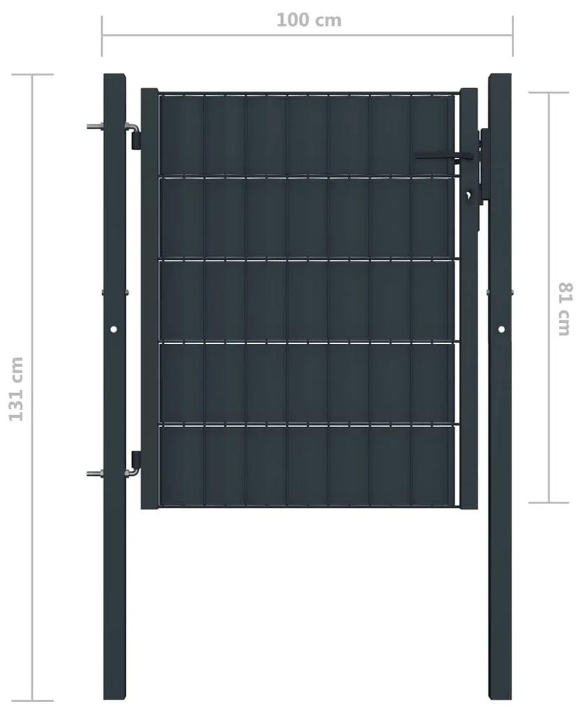 Portão de cerca 100x81 cm PVC e aço antracite