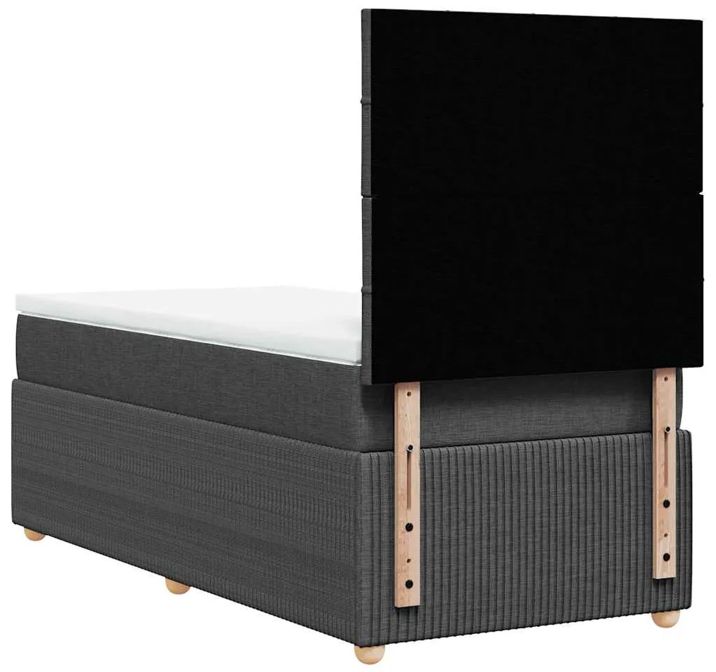 Cama com molas/colchão 90x190 cm tecido cinza-escuro