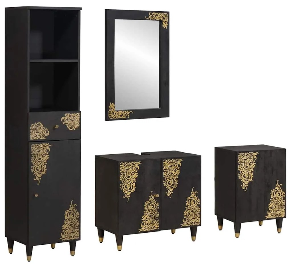 vidaXL Conjunto de Armários para Banheiro com gaveta 4 pcs Preto