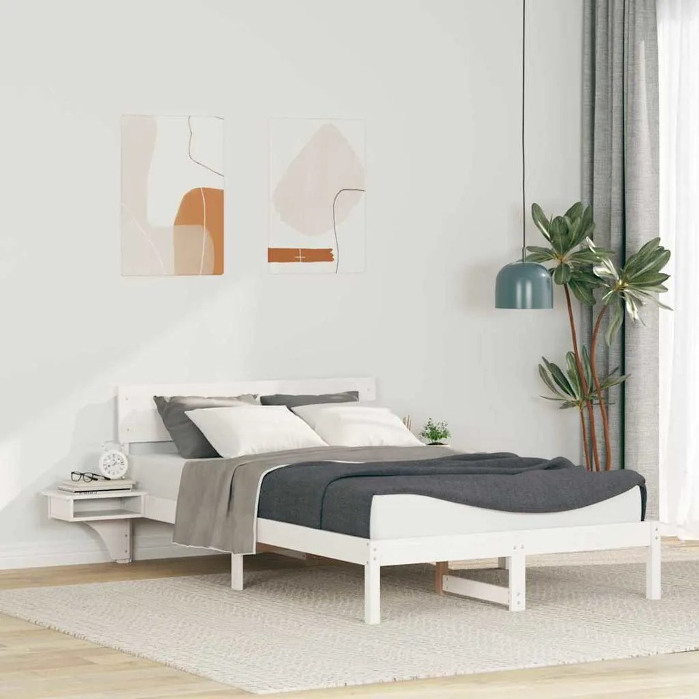vidaXL Estrutura de cama com mesas de cabeceira Branco 120 x 200 cm