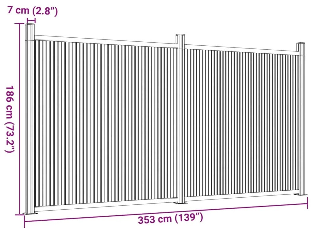 Painel de vedação 353x186 cm WPC castanho