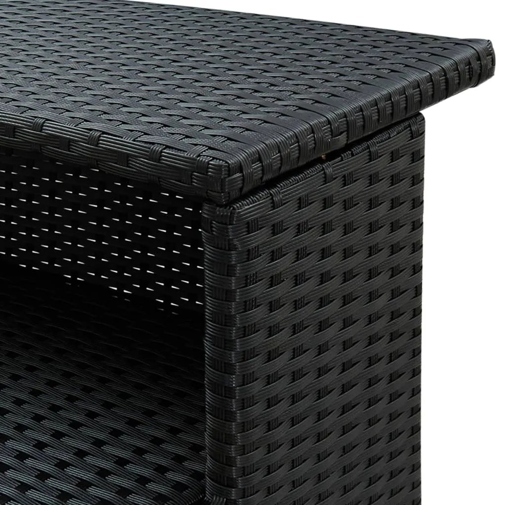 3 pcs conjunto de bar para jardim com almofadões vime PE preto