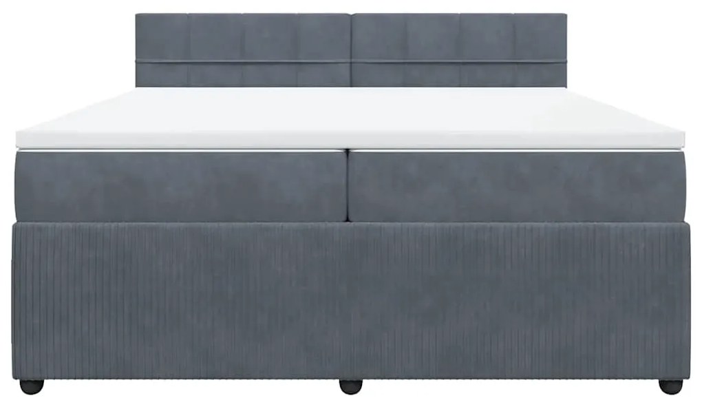 Cama com molas/colchão 200x200 cm veludo cinzento-escuro