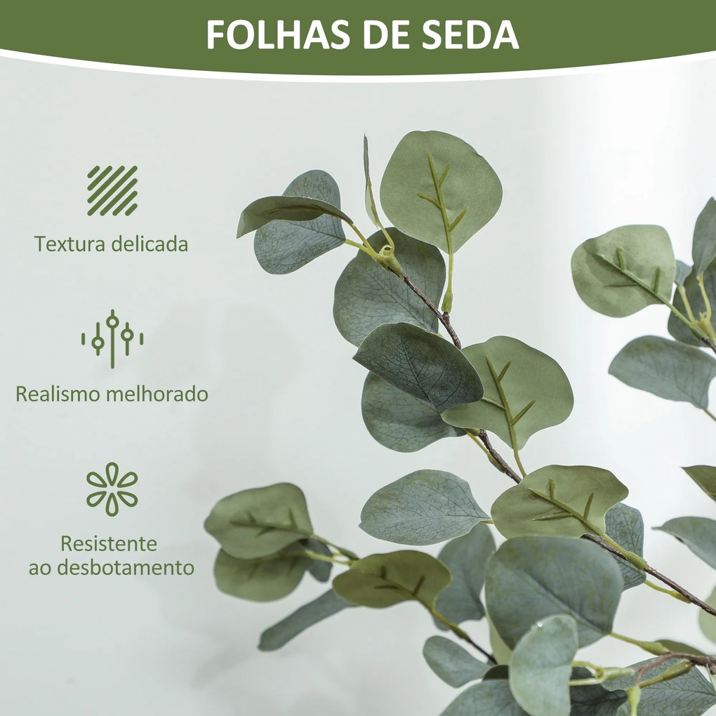 Eucalipto Artificial 150 cm Planta Artificial Decorativa Grande Árvore Artificial de Interior com 230 Folhas Verde