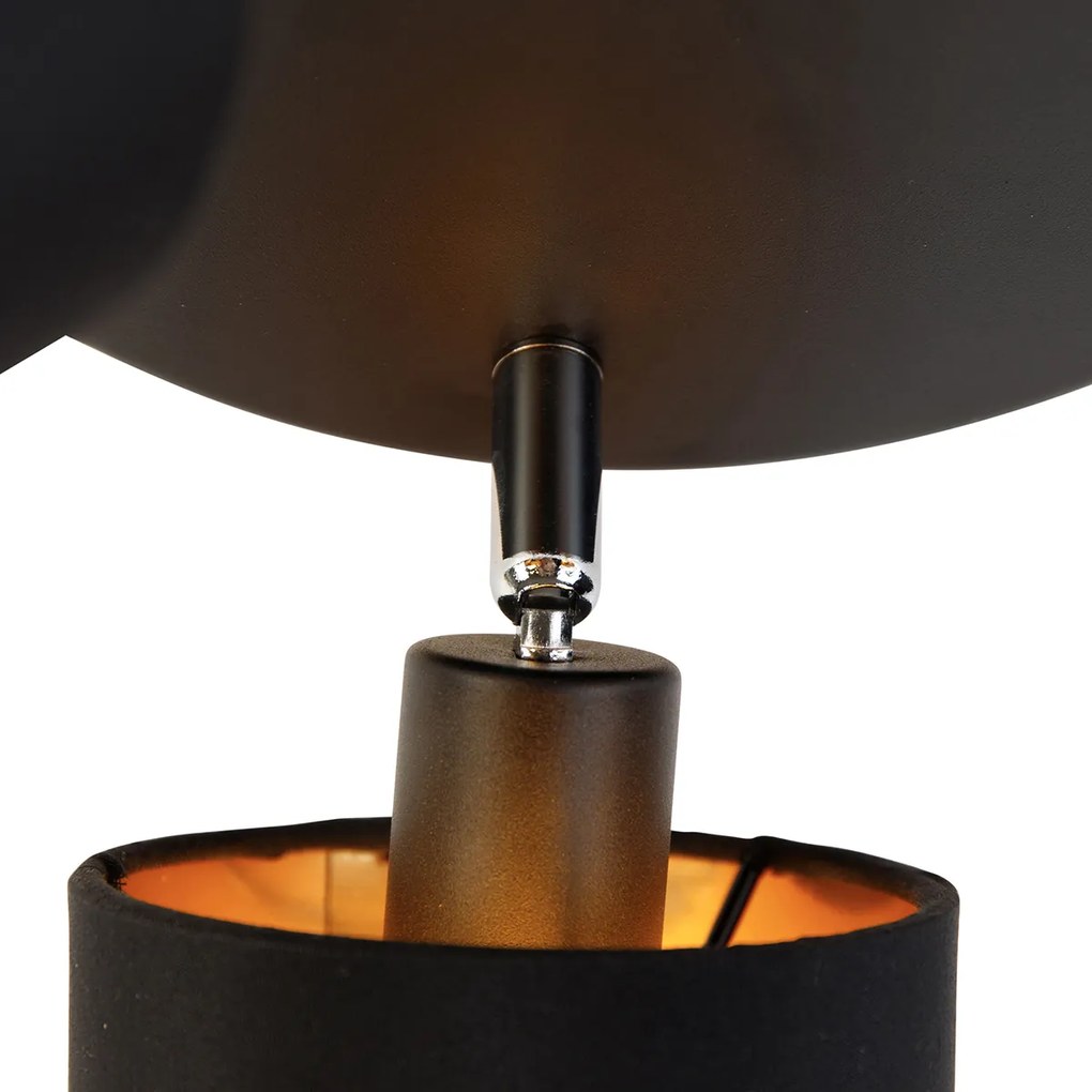 Projetores modernos pretos com interior dourado 3 luzes - Lofty Moderno